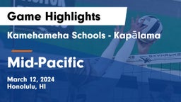Kamehameha Schools - Kapalama vs Mid-Pacific Game Highlights - March 12, 2024