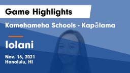 Kamehameha Schools - Kapalama vs Iolani  Game Highlights - Nov. 16, 2021