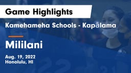 Kamehameha Schools - Kapalama vs Mililani  Game Highlights - Aug. 19, 2022