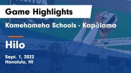 Kamehameha Schools - Kapalama vs Hilo  Game Highlights - Sept. 1, 2022