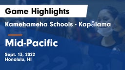 Kamehameha Schools - Kapalama vs Mid-Pacific Game Highlights - Sept. 13, 2022