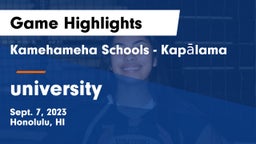 Kamehameha Schools - Kapalama vs university Game Highlights - Sept. 7, 2023