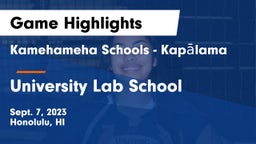 Kamehameha Schools - Kapalama vs University Lab School Game Highlights - Sept. 7, 2023