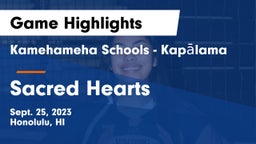 Kamehameha Schools - Kapalama vs Sacred Hearts Game Highlights - Sept. 25, 2023