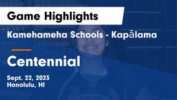 Kamehameha Schools - Kapalama vs Centennial  Game Highlights - Sept. 22, 2023