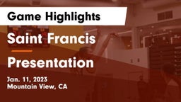 Saint Francis  vs Presentation  Game Highlights - Jan. 11, 2023