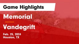 Memorial  vs Vandegrift  Game Highlights - Feb. 25, 2024