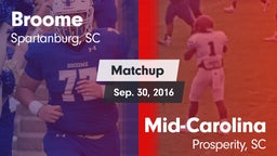 Matchup: Broome  vs. Mid-Carolina  2016