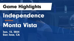 Independence  vs Monta Vista Game Highlights - Jan. 13, 2024