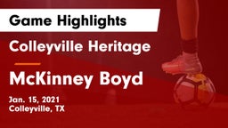 Colleyville Heritage  vs McKinney Boyd  Game Highlights - Jan. 15, 2021