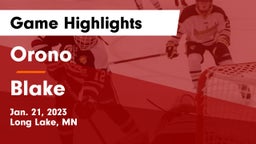 Orono  vs Blake Game Highlights - Jan. 21, 2023