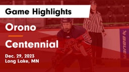 Orono  vs Centennial  Game Highlights - Dec. 29, 2023
