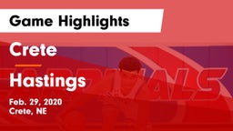 Crete  vs Hastings Game Highlights - Feb. 29, 2020