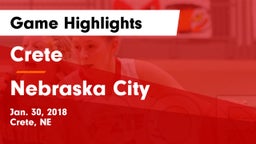 Crete  vs Nebraska City Game Highlights - Jan. 30, 2018