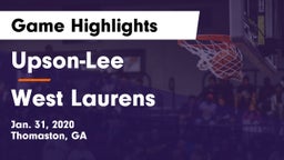 Upson-Lee  vs West Laurens  Game Highlights - Jan. 31, 2020