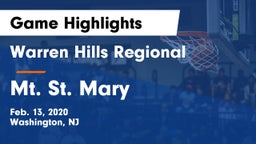 Warren Hills Regional  vs Mt. St. Mary Game Highlights - Feb. 13, 2020