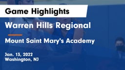 Warren Hills Regional  vs Mount Saint Mary's Academy Game Highlights - Jan. 13, 2022