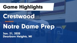 Crestwood  vs Notre Dame Prep  Game Highlights - Jan. 21, 2020