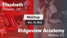 Matchup: Elizabeth High vs. Ridgeview Academy  2016
