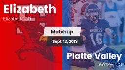 Matchup: Elizabeth High vs. Platte Valley  2019