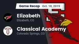 Recap: Elizabeth  vs. Classical Academy  2019