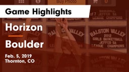Horizon  vs Boulder  Game Highlights - Feb. 5, 2019