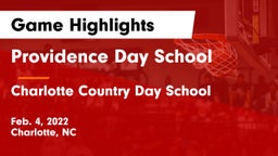 Providence Day School vs Charlotte Country Day School Game Highlights - Feb. 4, 2022