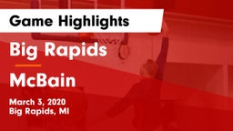 Big Rapids  vs McBain  Game Highlights - March 3, 2020