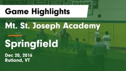 Mt. St. Joseph Academy  vs Springfield Game Highlights - Dec 20, 2016