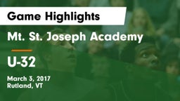 Mt. St. Joseph Academy  vs U-32 Game Highlights - March 3, 2017