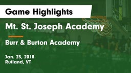Mt. St. Joseph Academy  vs Burr & Burton Academy  Game Highlights - Jan. 23, 2018