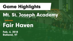 Mt. St. Joseph Academy  vs Fair Haven  Game Highlights - Feb. 6, 2018