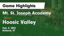 Mt. St. Joseph Academy  vs Hoosic Valley  Game Highlights - Feb. 5, 2022