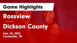 Rossview  vs Dickson County  Game Highlights - Feb. 25, 2022