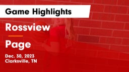 Rossview  vs Page  Game Highlights - Dec. 30, 2023