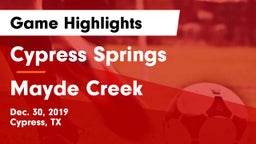 Cypress Springs  vs Mayde Creek  Game Highlights - Dec. 30, 2019