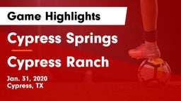 Cypress Springs  vs Cypress Ranch  Game Highlights - Jan. 31, 2020