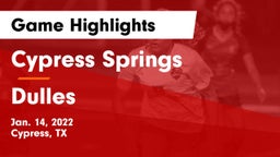 Cypress Springs  vs Dulles  Game Highlights - Jan. 14, 2022