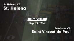 Matchup: St. Helena High vs. Saint Vincent de Paul 2016