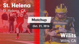 Matchup: St. Helena High vs. Willits  2016