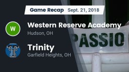 Recap: Western Reserve Academy vs. Trinity  2018