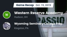 Recap: Western Reserve Academy vs. Wyoming Seminary College Prep  2019