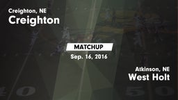 Matchup: Creighton High vs. West Holt  2016