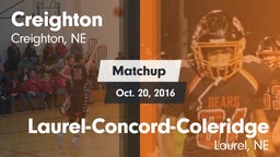 Matchup: Creighton High vs. Laurel-Concord-Coleridge  2016