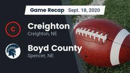 Recap: Creighton  vs. Boyd County 2020