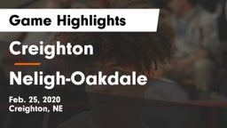 Creighton  vs Neligh-Oakdale  Game Highlights - Feb. 25, 2020