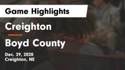 Creighton  vs Boyd County Game Highlights - Dec. 29, 2020
