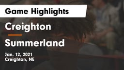 Creighton  vs Summerland  Game Highlights - Jan. 12, 2021