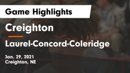 Creighton  vs Laurel-Concord-Coleridge  Game Highlights - Jan. 29, 2021