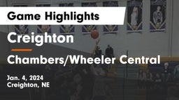 Creighton  vs Chambers/Wheeler Central  Game Highlights - Jan. 4, 2024